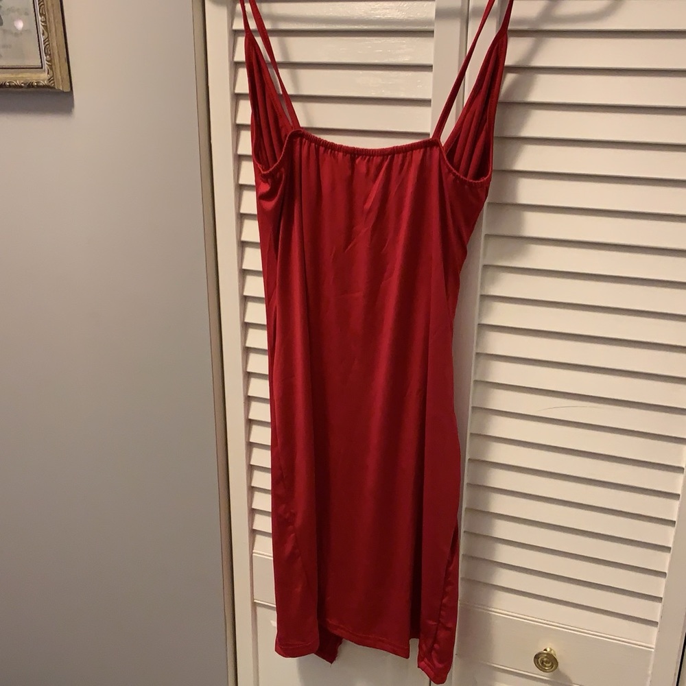 NWT sexy red high slit cocktail slip dress - Picture 3 of 3